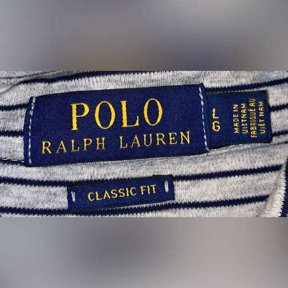 POLO BY RALPH LAUREN GRAY AND BLACK STRIPE  CLASSIC FIT SHIRT SIZE LARGE - Picture 3 of 3